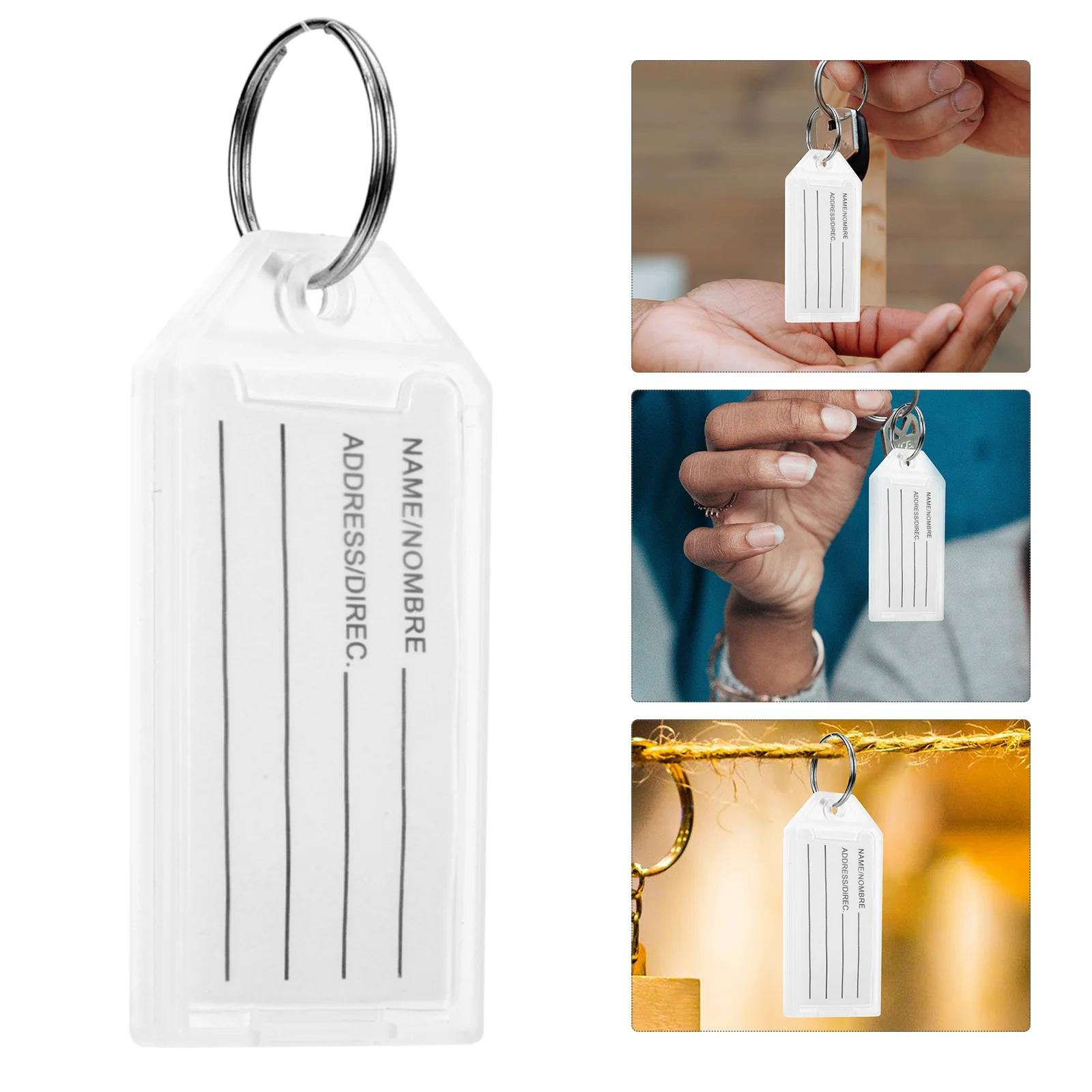 

30 Pcs Business Card Holder Portable Key Chain Tags Hotel Keychain Number Flipping Lid Ring Label Paper Travel Rings