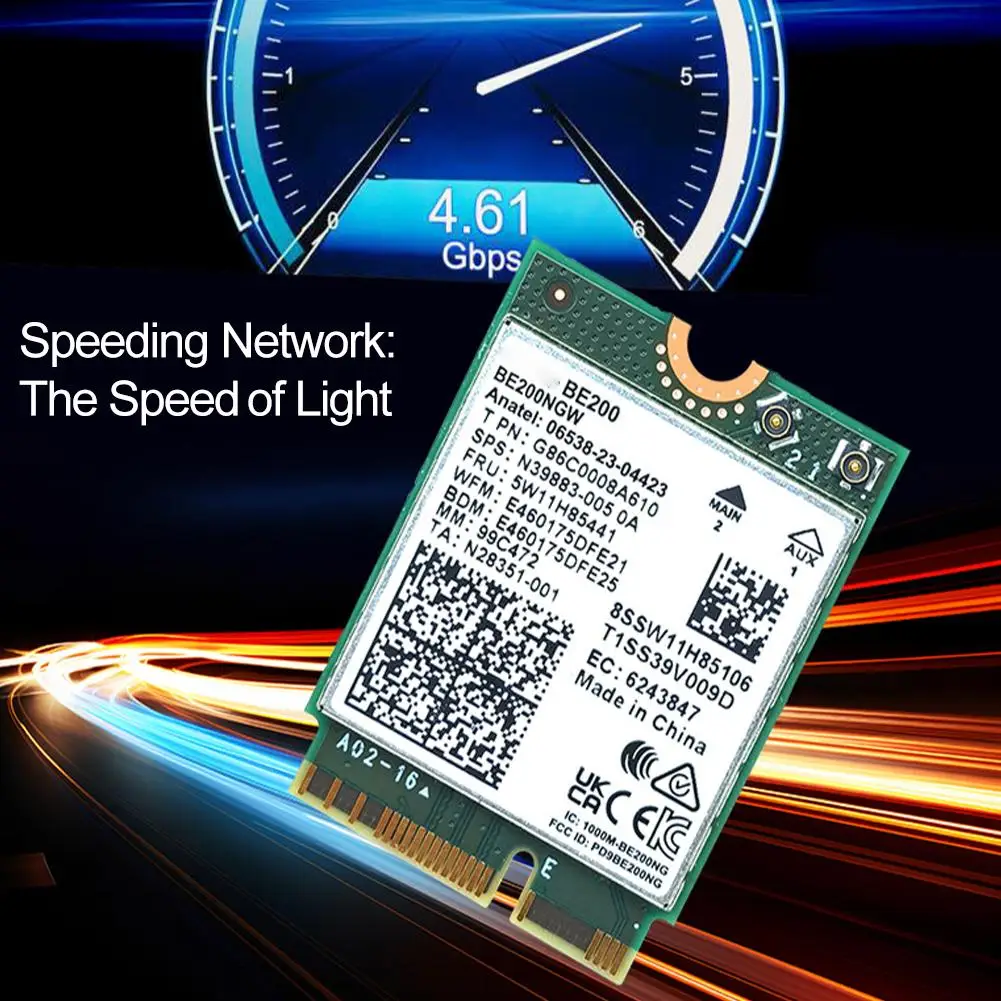 Фото Беспроводная сетевая карта BE200 WiFi 7, Bluetooth 5,4 WiFi BE200NGW NGFF M.2, адаптер 802.11AX 2,4G/5G/6 ГГц 8774 Мбит/с для ПК Win10/11 №5