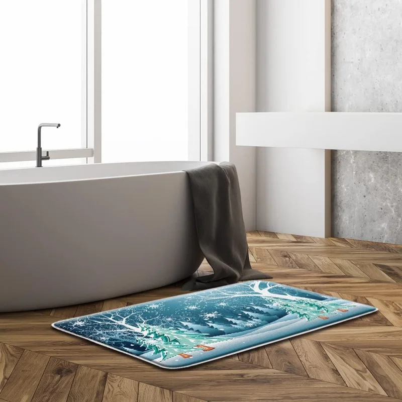 Веселый рождественский коврик для ванной Рождественская елка Снежинка ветка