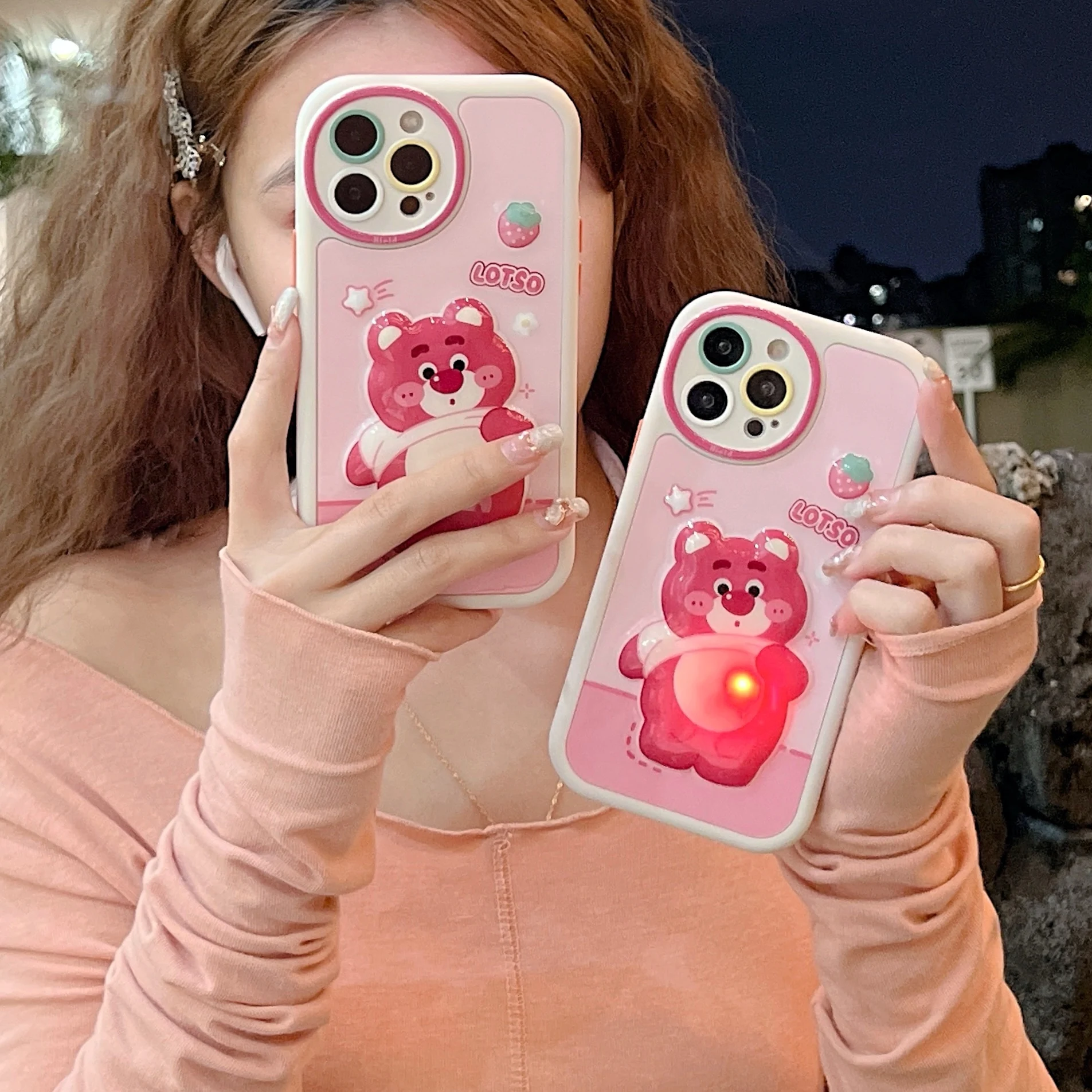 

Disney Lotso pink kawaii can shine cute anime Phone Cases For iPhone 14 13 12 11 Pro Max Back Cover