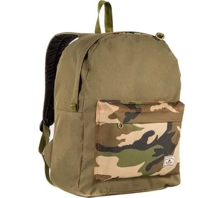 Everest Classic Color Block Backpack, Olive Camoflauge Print
