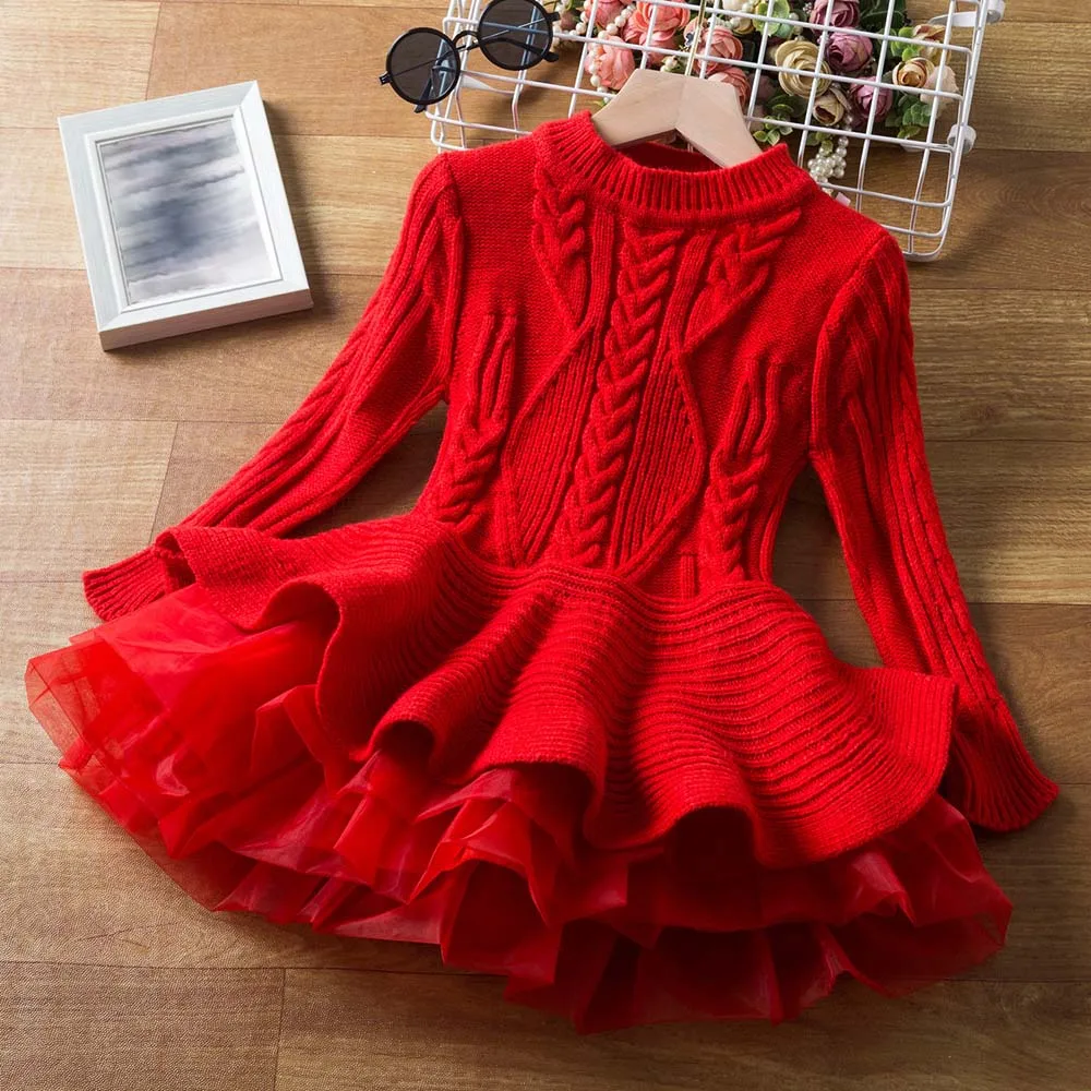 

Christmas Sweater Dress For 1-6Y Baby Girls Long Sleeve Knitted Princess Dress Christmas Costume Knitwear Winter Clothes 2023