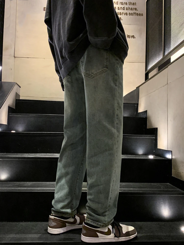 American Hip -hop Y2k Jeans Embroidered Male Loose Straight Tube Retro Old Water Washed Wide -leg Pants Clothing Jeans Casual