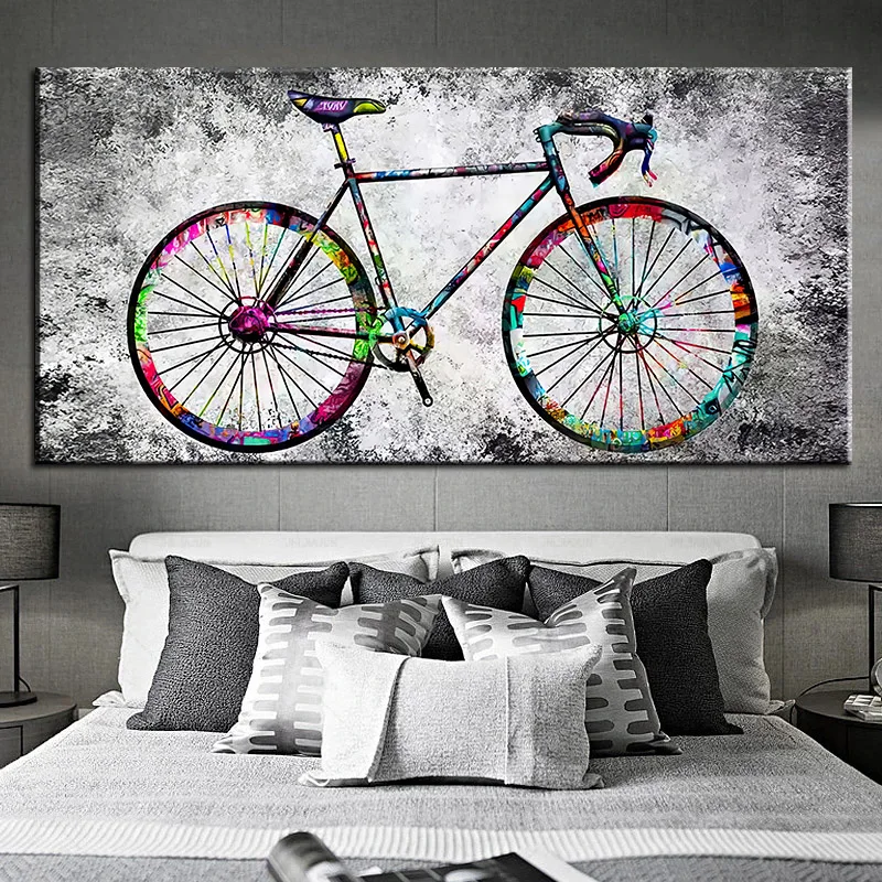 

Абстрактные граффити, художественные велосипедные холщовые постеры и принты, велосипедная холщовая живопись, настенная живопись для гости...