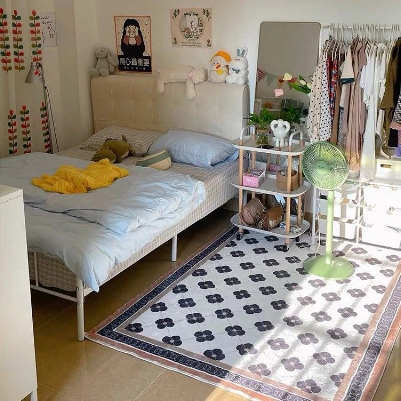 

Fresh Flower Imitation Cashmere Carpets Living Room Sofas Coffee Tables Rug Nordic Ins Style Bedroom Decoration bedroom modern