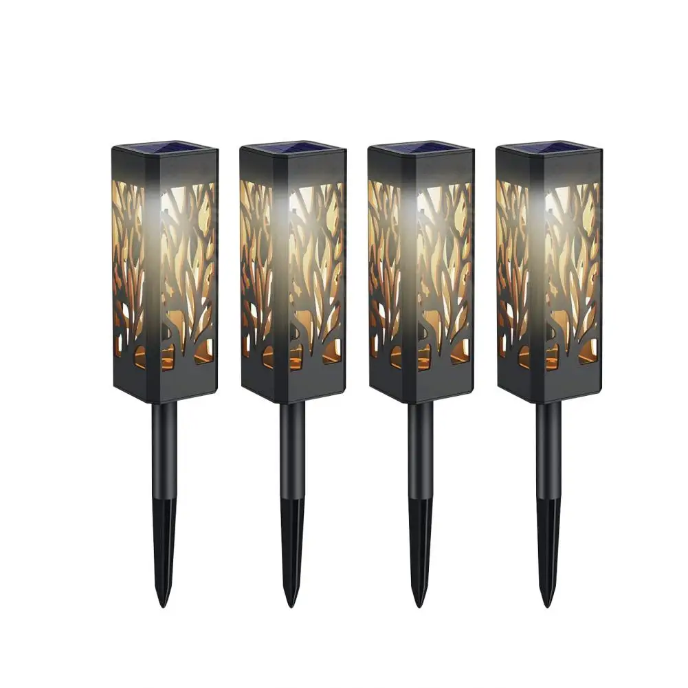 

4Pcs Lawn Lights Eye-catching Hollow Design PP Waterproof Solar Landscape Lights Decor Lawn Lamps Outdoor Lighting