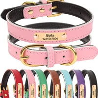 personalized dog collar leather padded dogs braided collars free engraving pet id tag nameplate for small medium large dogs