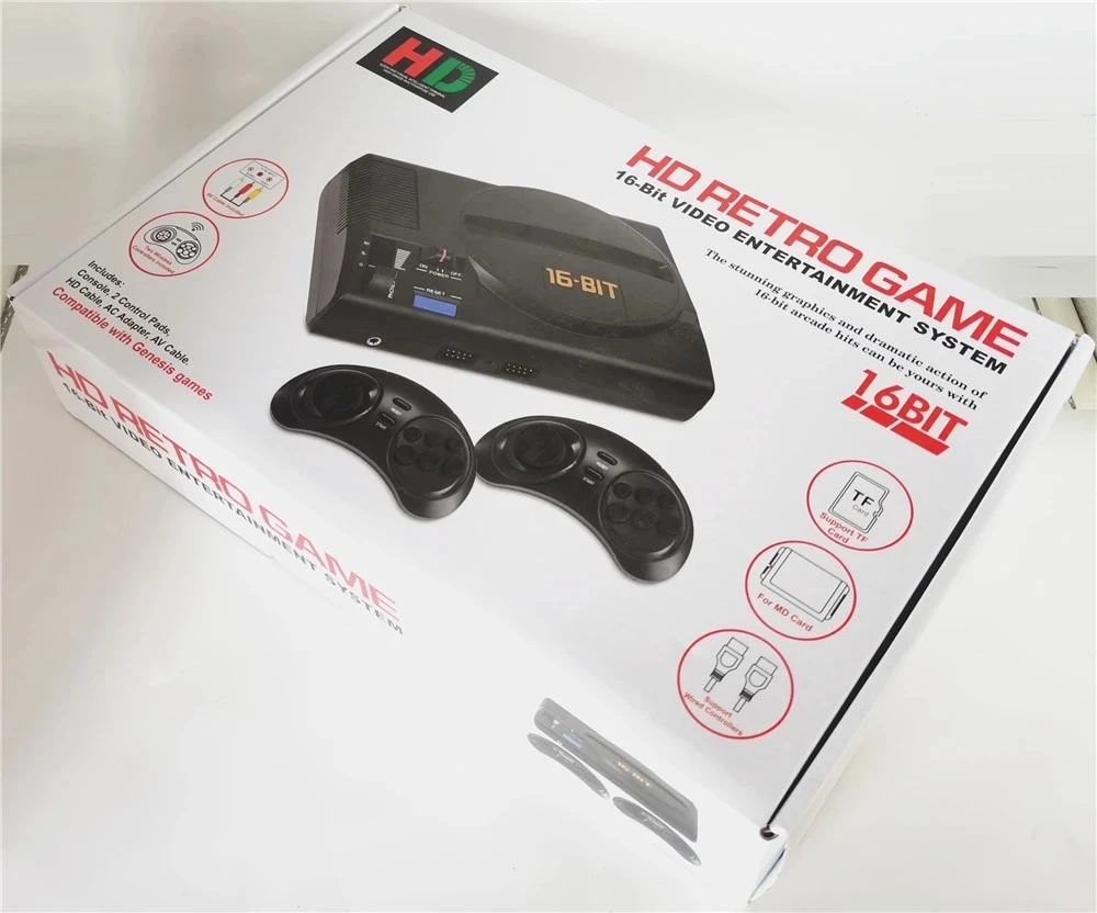 

HOT 16 Bit Wireless HD Retro TV Video Game Console For Genesis For MegaDrive Games Support TF Card&Cartridge