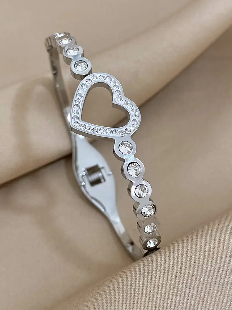 Модный Романтический браслет Flashbuy из нержавеющей стали с полыми сердечками