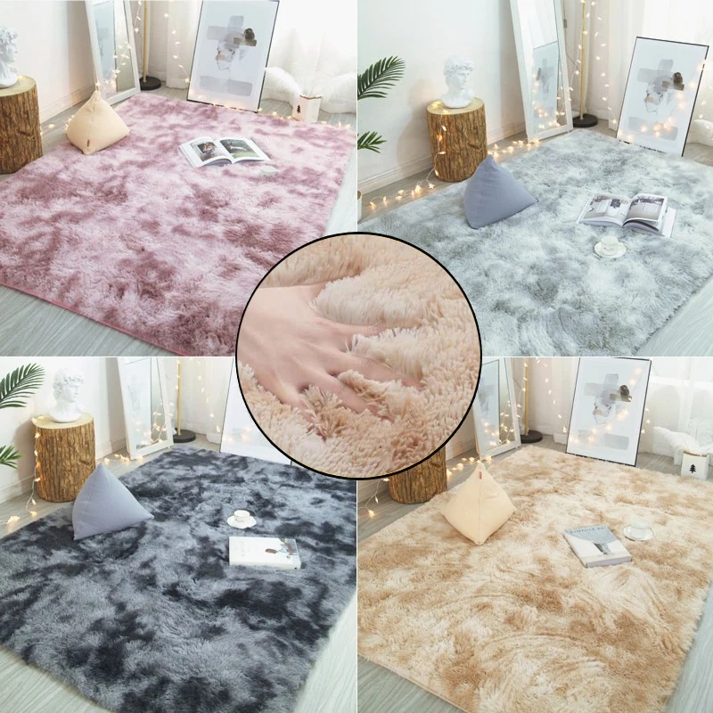 

1PC 40*60CM Soft and comfortable Fluffy Rugs Anti-Skid Shaggy Area Rug Dining Room Carpet Floor Mat Home Bedroom