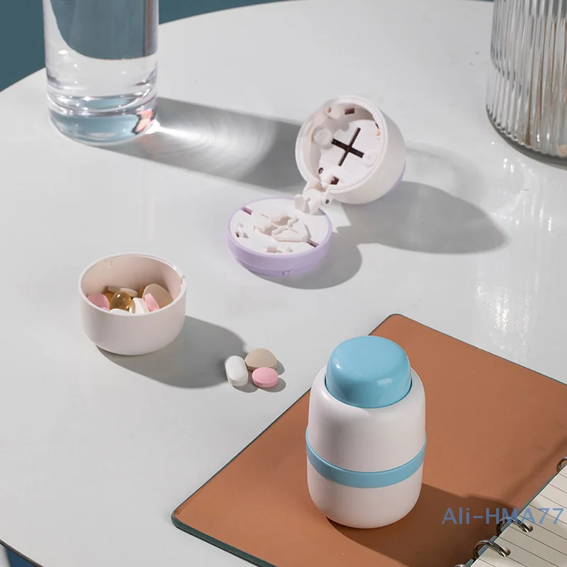 Портативный мини-маленький резак для таблеток разделитель чехол хранения отсек