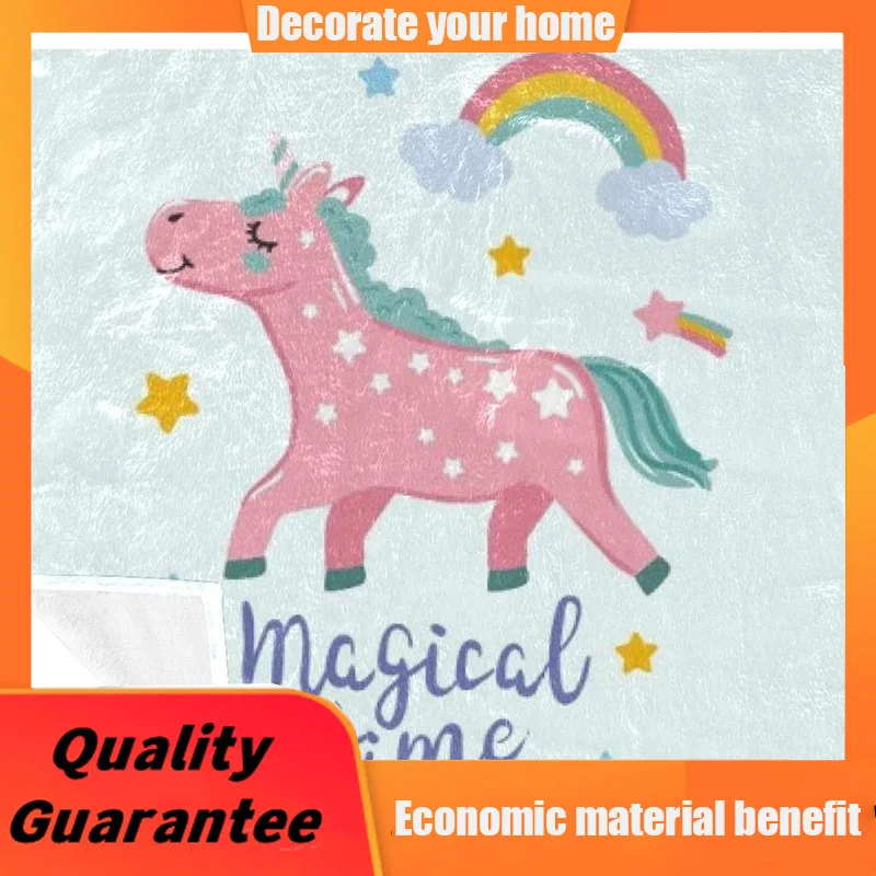 

Lightweight Rainbow Magic Time Printing Fleece Warm Soft Cozy Throws Blanket throw blanket for sofa