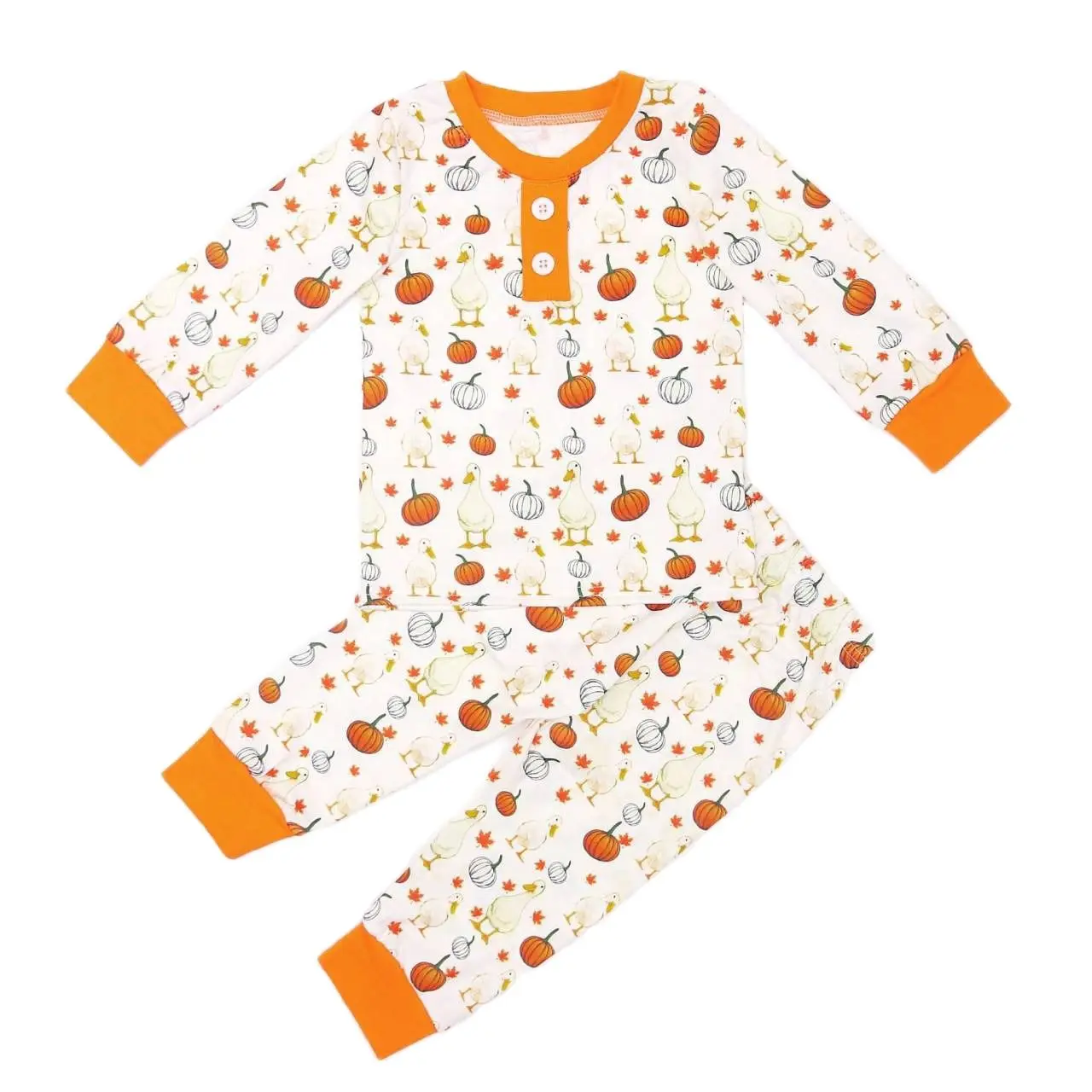 

Thanksgiving Baby Pajamas Boys and Girls Brother and Sister Dress Pumpkin Printed Milk Silk Homewear Sleeperwear