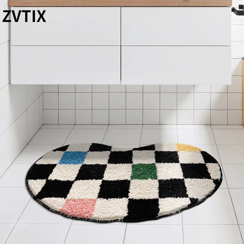 

Bathroom Mat Bean Shape Fluffy Entry Mat Area Floor Pillow Tidy Aesthetic House Decor Home Bedroom Rugs For Kitchen Accessories