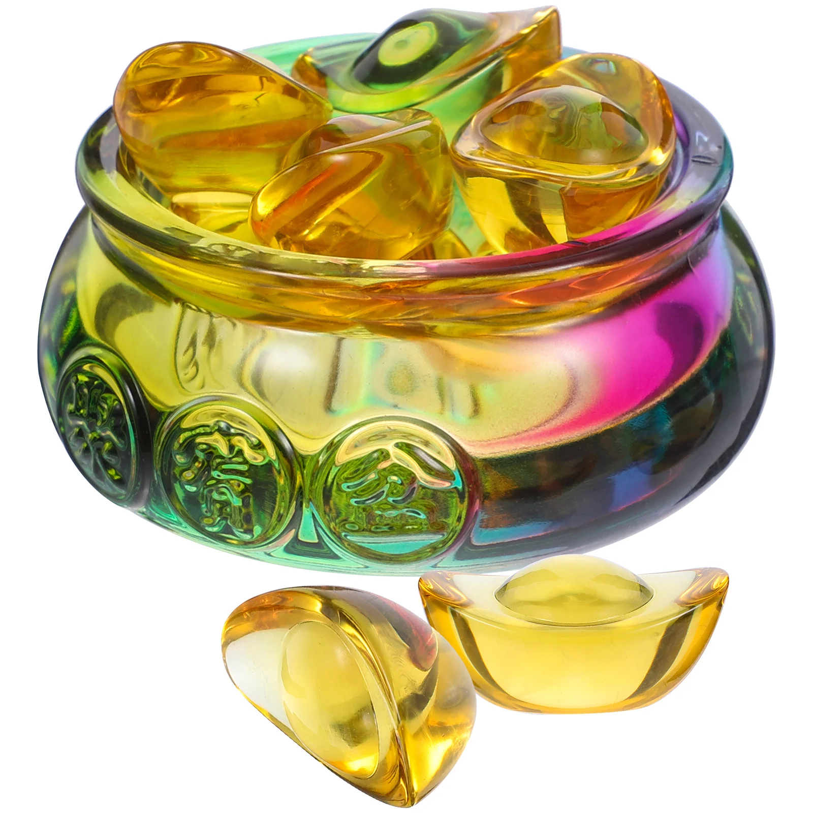 

Chinese Decoration Exquisite Wealth Bowl Desktop Treasure Ingot Storage Basin With Accessories