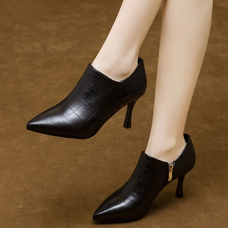 

Женские туфли на тонком каблуке, мягкие кожаные туфли с острым носком и глубоким вырезом, роскошная брендовая универсальная обувь для весны...