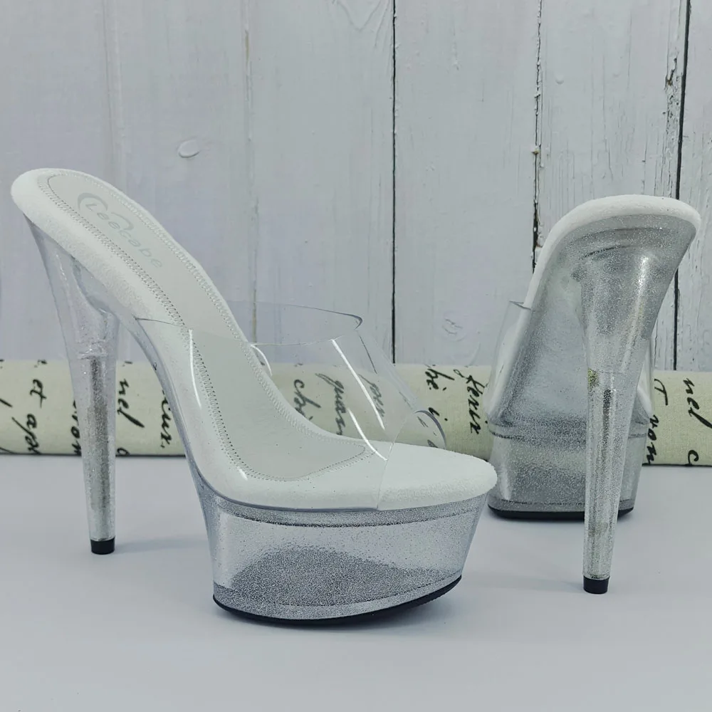 Leecabe 15CM/6Inch Clear Women's Platform Sandals  party High Heels Shoes Pole Dancing Shoes