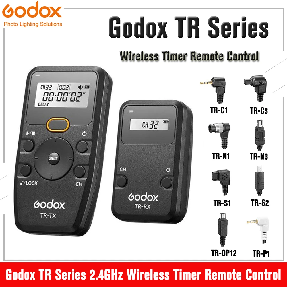 

Godox TR-C1 TR-C3 TR-N1 TR-N3 TR-S1 TR-S3 TR-P1 TR-OP12 TR Series 2.4GHz Wireless Timer Remote Control for Camera Photography