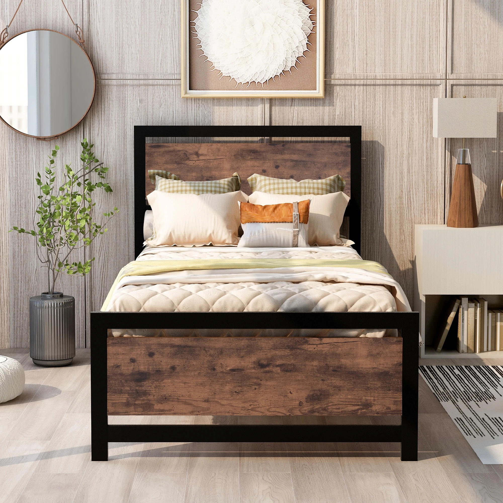 With Headboard And Footboard ,twin Size Platform Bed ,no Box Spring Needed, Easy To Assemble