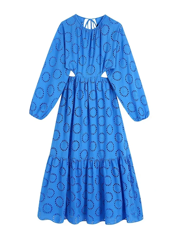 

Elegant Fashion All Over Print O-neck A-line Ankle-length Dress TZ6375