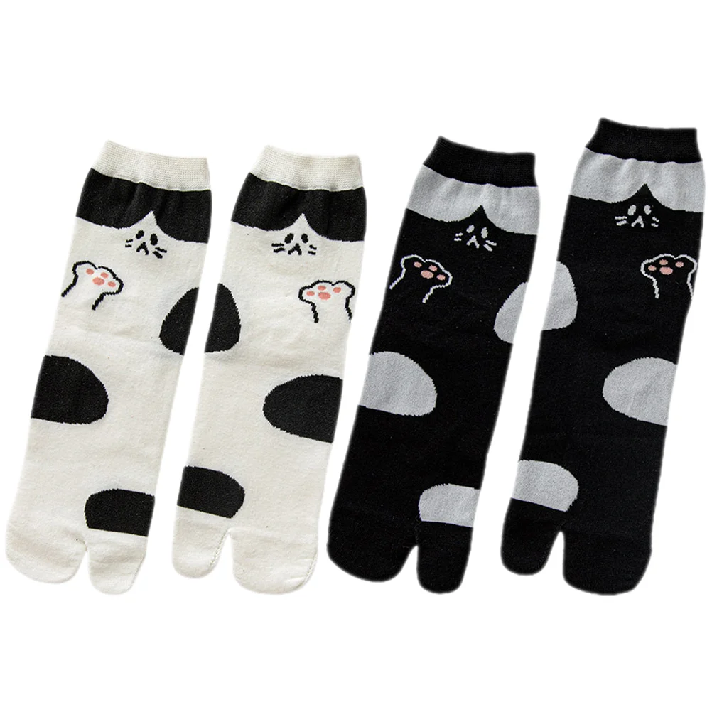 

2 Pairs Black Socks Women Cat Womens Cotton Teens Patterned Cute Short Stuff Miss