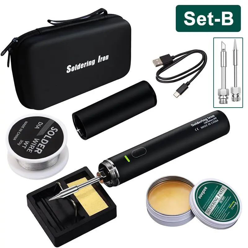 Портативный комплект паяльника, трехскоростная регулируемая паяльная ручка, перезаряжаемый набор паяльников с припой, всасывающая проволока