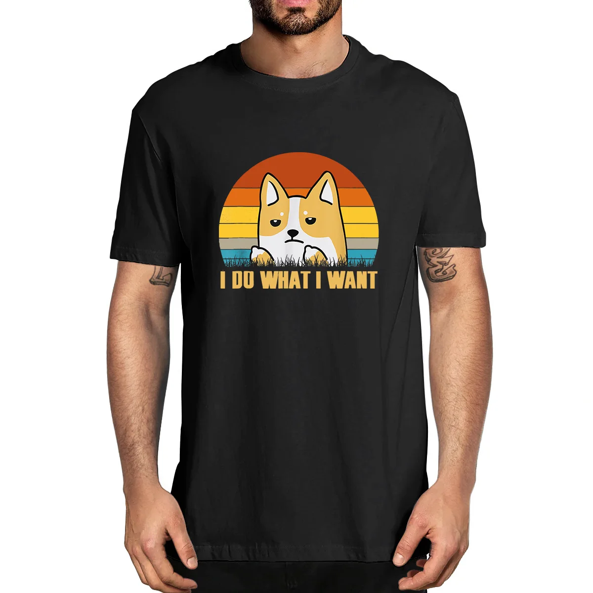 

I Do What I Want Corgi Dad Mom Dog Pet Lover Funny 100% Cotton Summer Men's Novelty Oversized T-Shirt Women Casual Streetwear