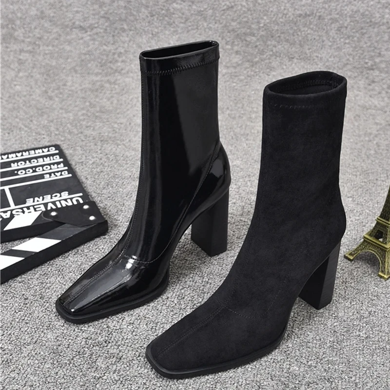 Женские зимние ботильоны на высоком каблуке ботинки челси новинка зимы 2025