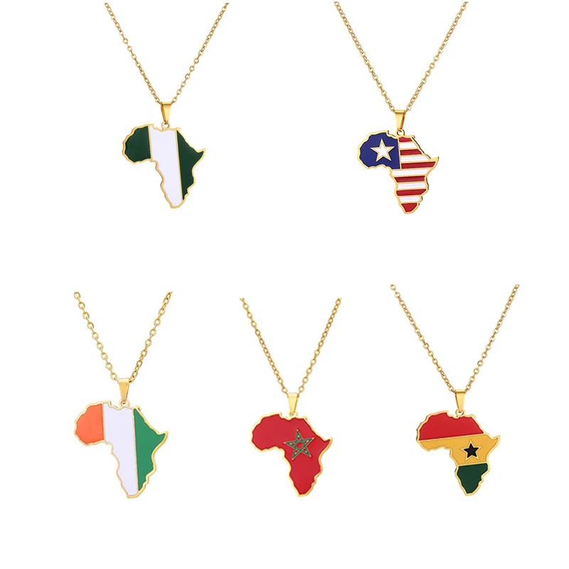 Африка Карта кулон ожерелье для мужчин женщин Нигерия Конго цепи ожерелья из