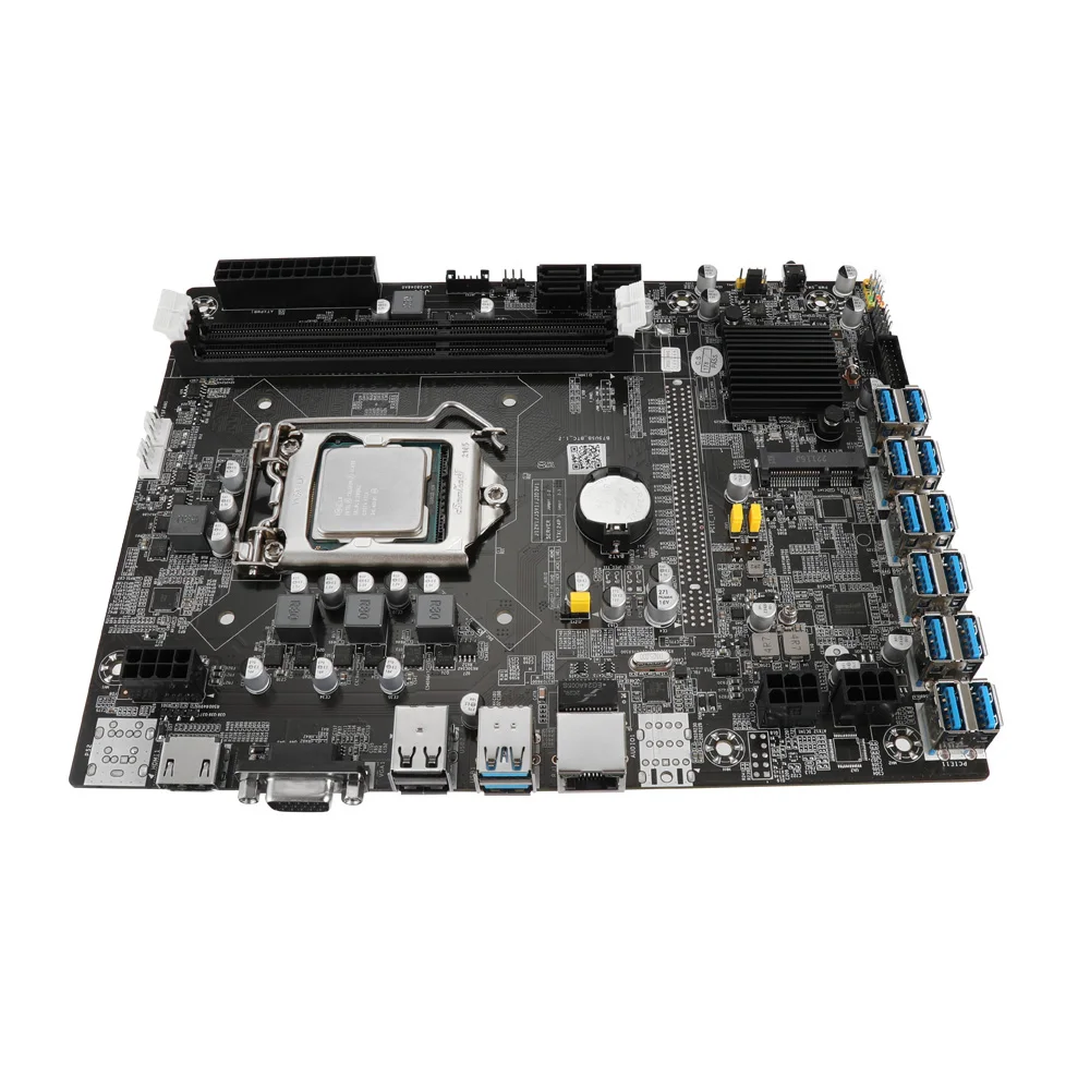 Материнская плата B75 для майнинга 12 USB 3 0 к PCI-E X16 LGA 1155 G1620 ЦП DDR3 SATA mSATA HD VGA Биткоин BTC