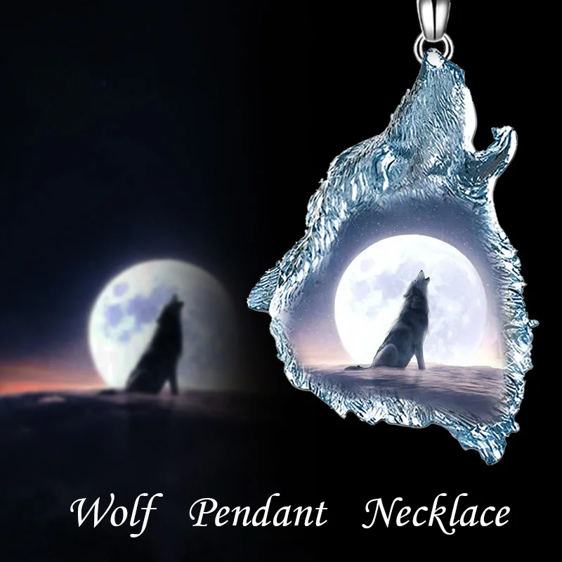 

Creative forest ghost wolf punk hip hop animal wolf CRYSTAL PENDANT NECKLACE GOTHIC roaring animal wolf Head Pendant