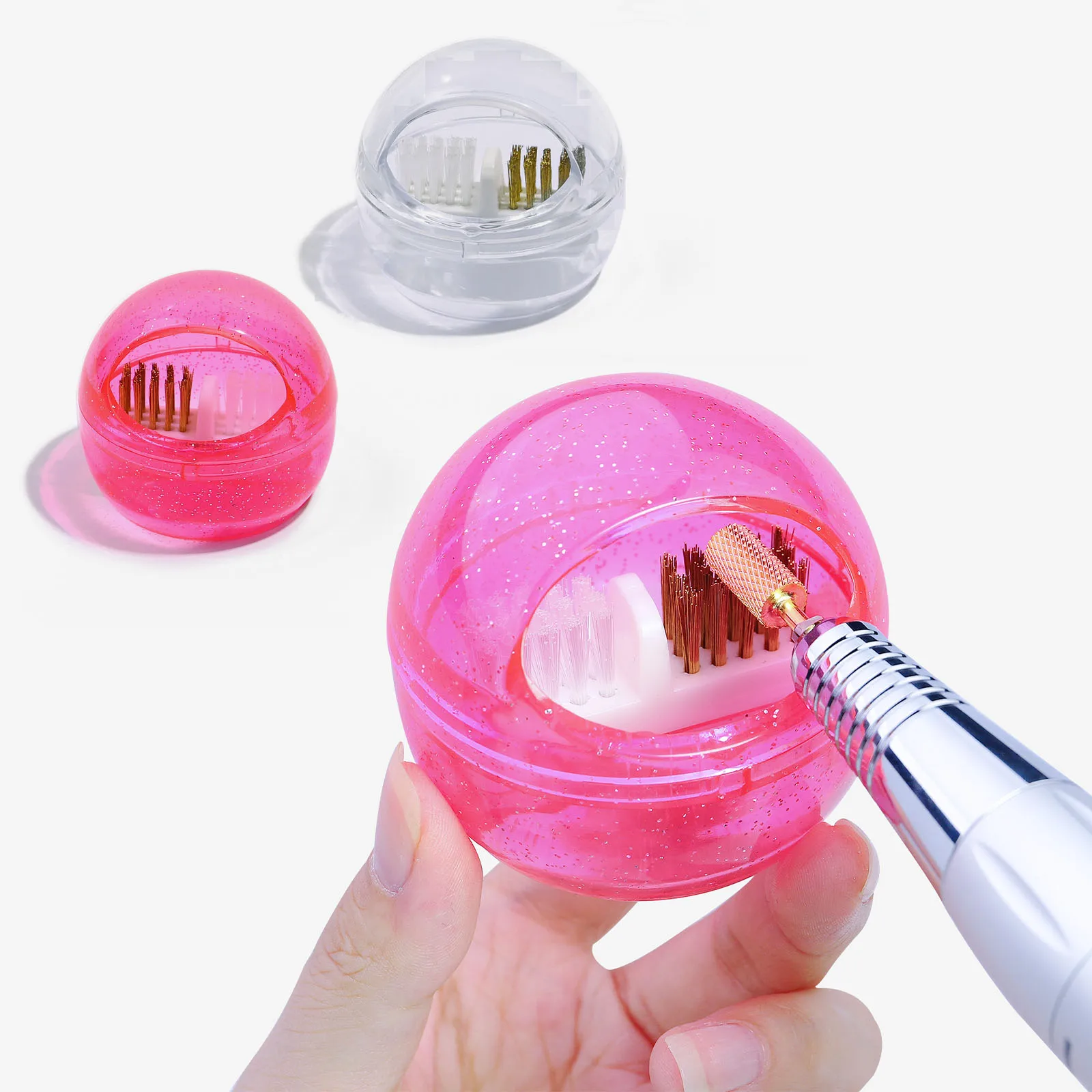 

Plastic Nail Drill Bit Cleaning Brush Portable Soft Hard Brush Cleaner Box Professional Nail Art Equipment Manicure Accessories