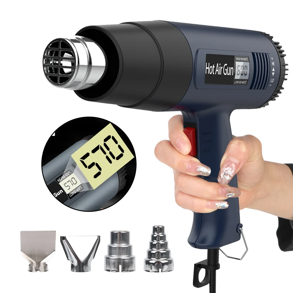 

220V Industrial Heat Gun Hot Air Gun Air Dryer 60-600 ℃ for Soldering Thermal Blower Shrink Wrapping Tools 2000W EU Plug