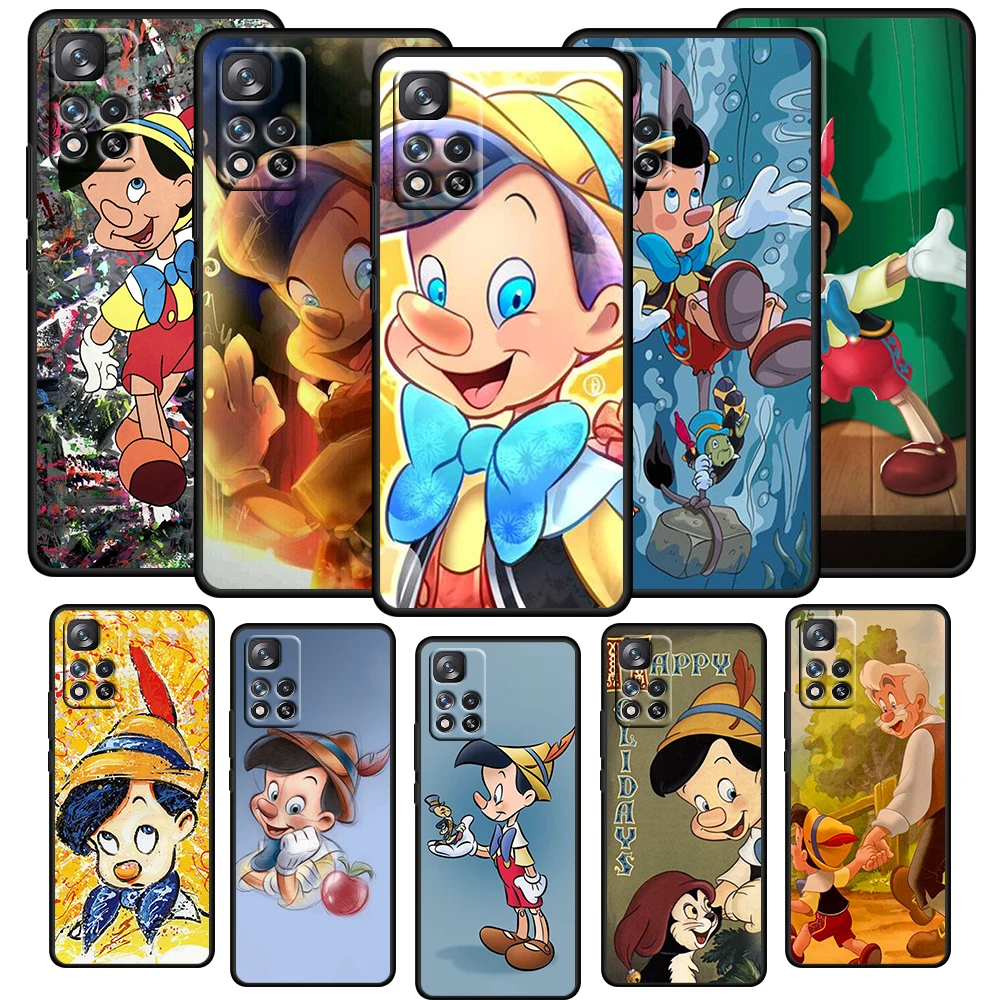 

Disney Pinocchio Boy Phone Case For Xiaomi Redmi Note 11 10 10S 9T 9S 9 9Pro Max 8T 8Pro 7 6 5 Pro 4X Soft TPU Black Cover Coque