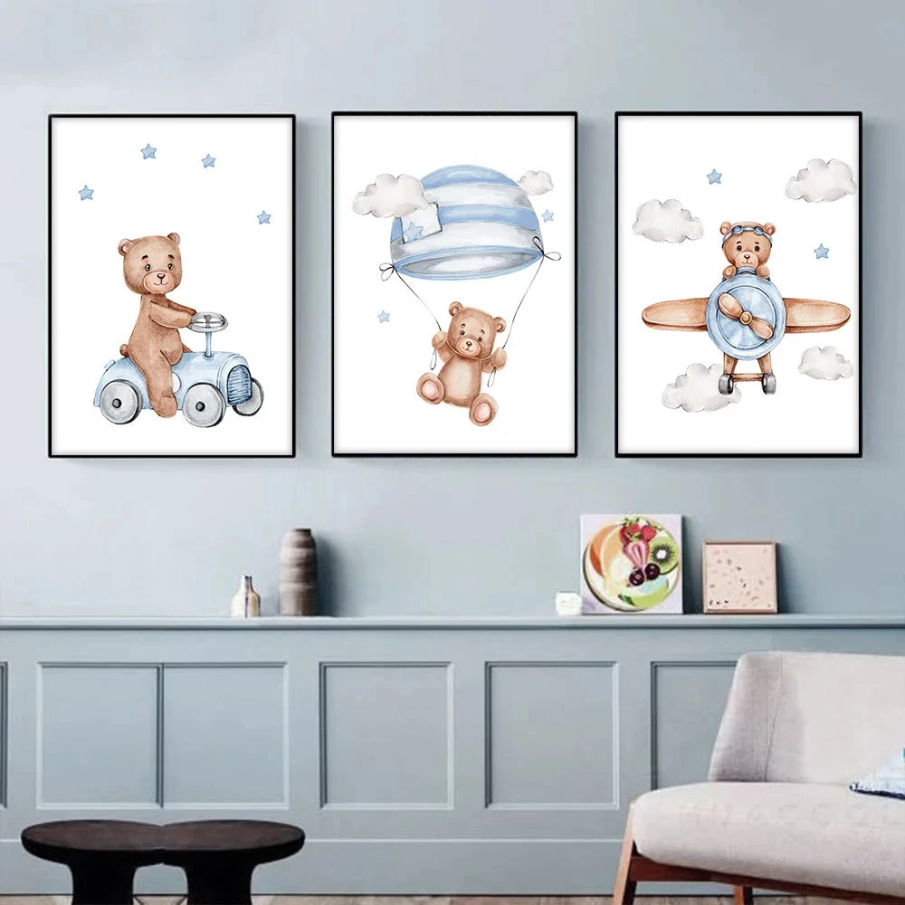 Холщовые картины с животными для украшения детской спальни плакат