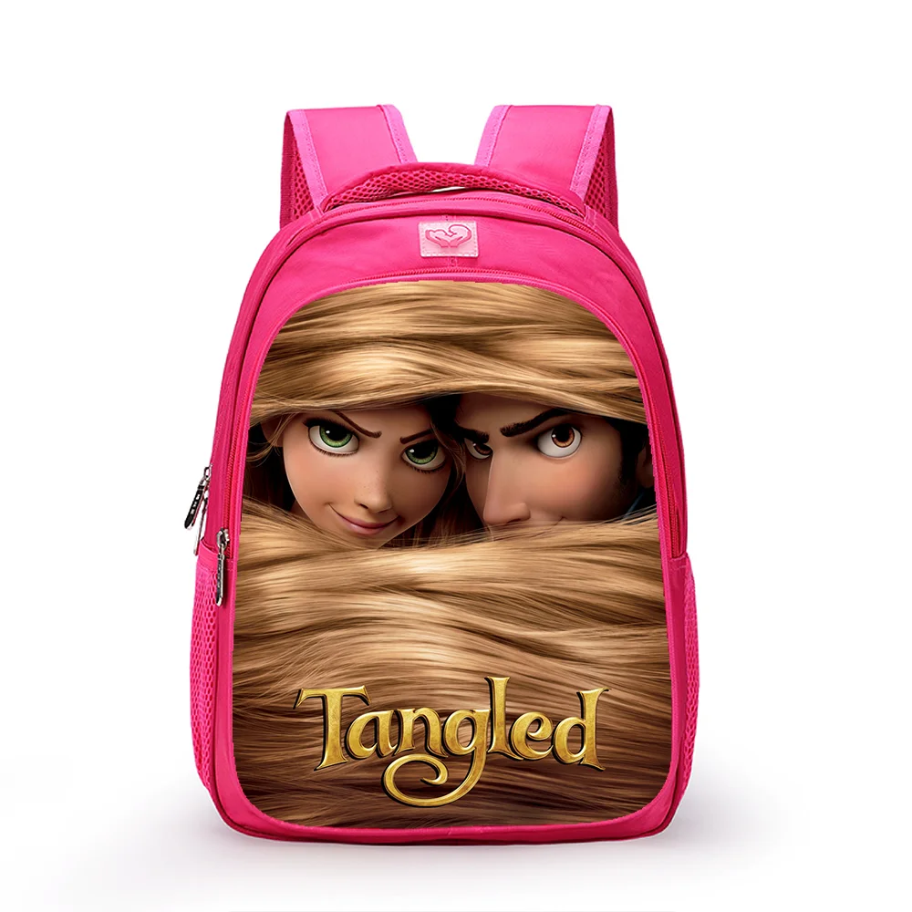 Disney-Mochila de princesa Rapunzel enredada para niños, morral escolar de dibujos animados...