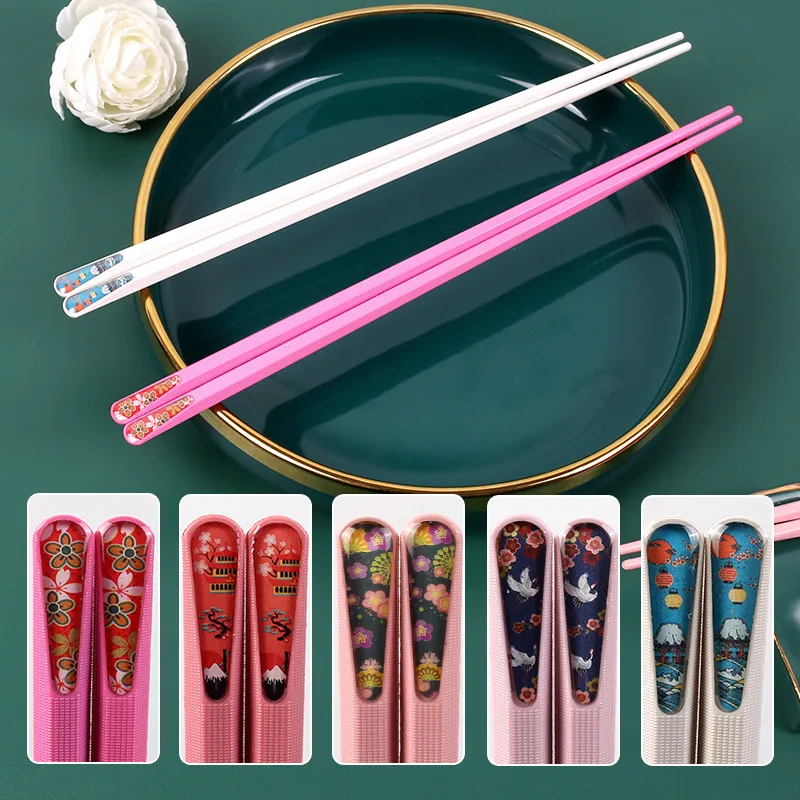 

5 Pairs of Sushi Stick Alloy Chopsticks High Temperature Reusable Pointed Nail Chopsticks Set Gift Chinese Non-slip Chopsticks