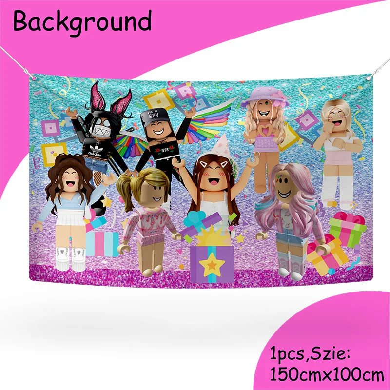 

Розовые одноразовые тарелки, стаканы, салфетки Robloxed