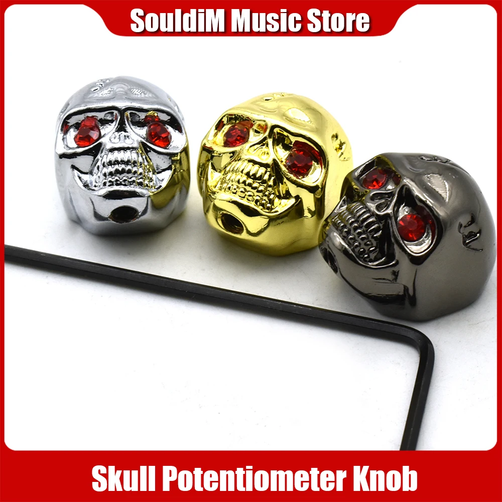 

Metal Guitar Bass Skull Volume Tone Potentiometer Knob Cap for Electric Guitar Bass Volume Control Knobs Guitar Accessories