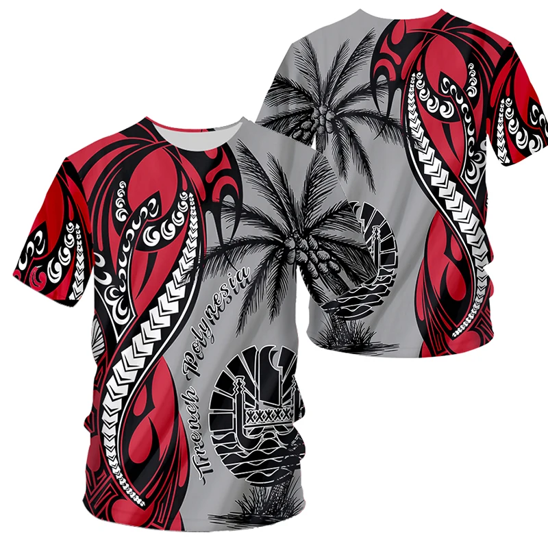 

Summer Trend Tahiti Polynesian Men Harajuku T-Shirt Fashion O Neck Casual Short Sleeve Street Oversized Comfortable Hawaiian Top