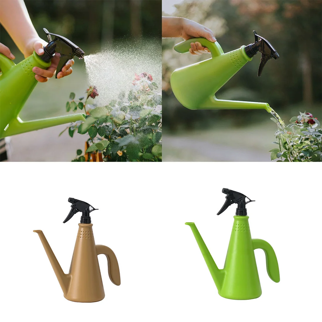 

2 In 1 Plastic Plants Pressure Watering Can Indoor Garden Pressure Spray Water Kettle Adjustable Sprayer Indoor Outdoor 1L