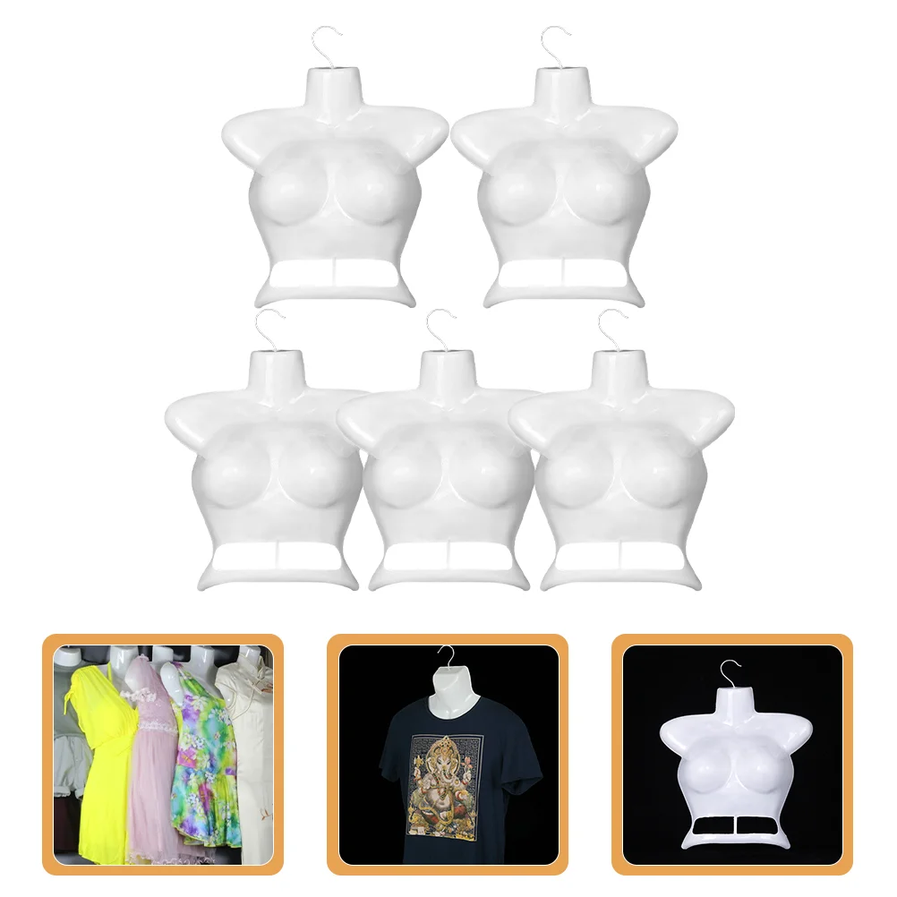 

5 Pcs Mannequin Hanger Clothes Rack Shop Supply Garment Display Dress Stand Apparel Hangers Plastic Woman Coat