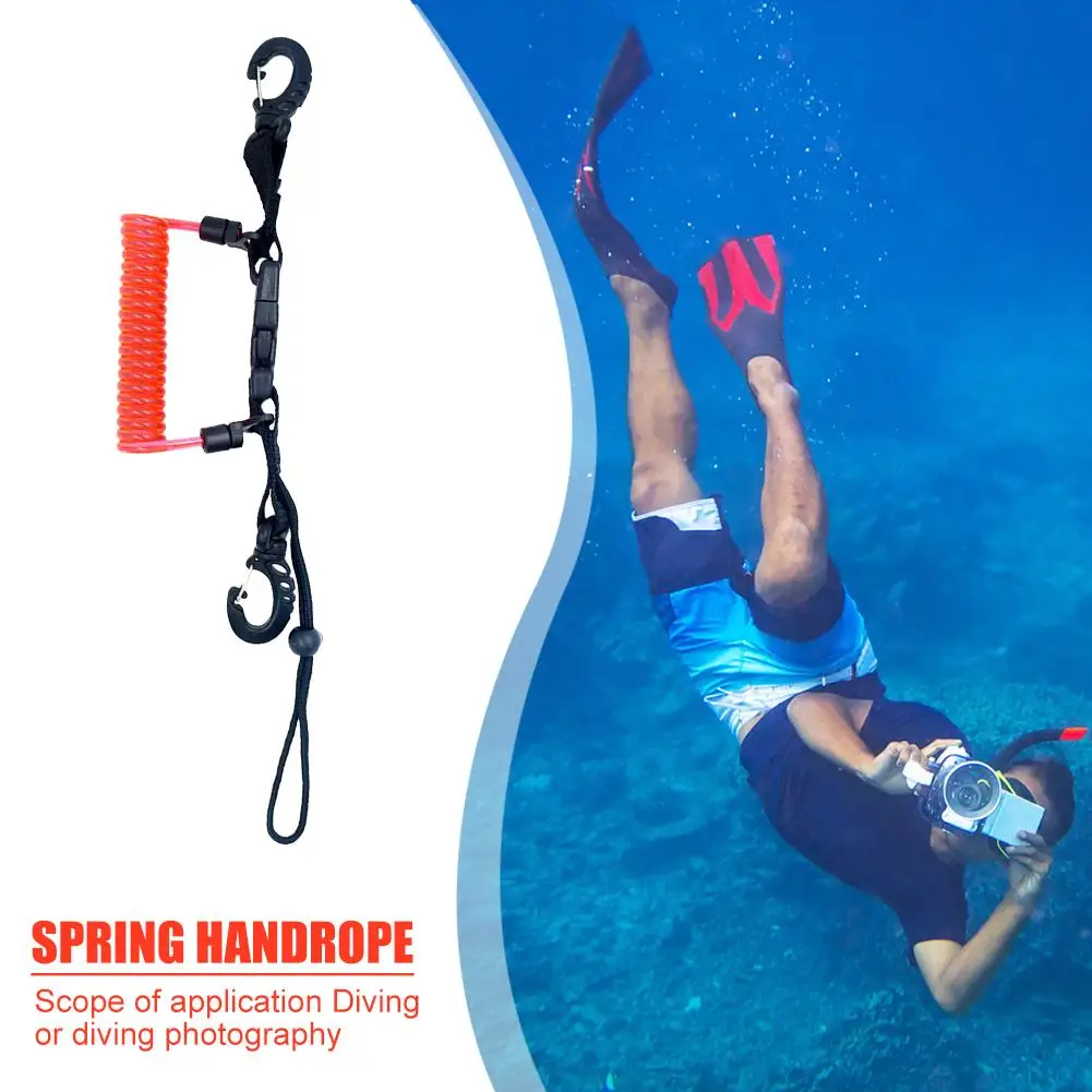 

Scuba Diving Camera Anti-lost Spring Coil Lanyard Underwater Dive Spiral Stainless Steel Wire Glue Coating Nylon Ribbon Rope