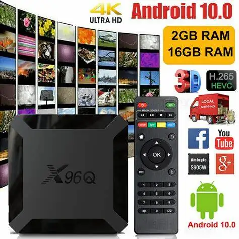 

ТВ-приставка X96Q, android 10, Allwinner H313, 4 ядра, 100 Мбит/с, Wi-Fi 2,4 ГГц, 2 + 16/1 ГБ, 8 Гб