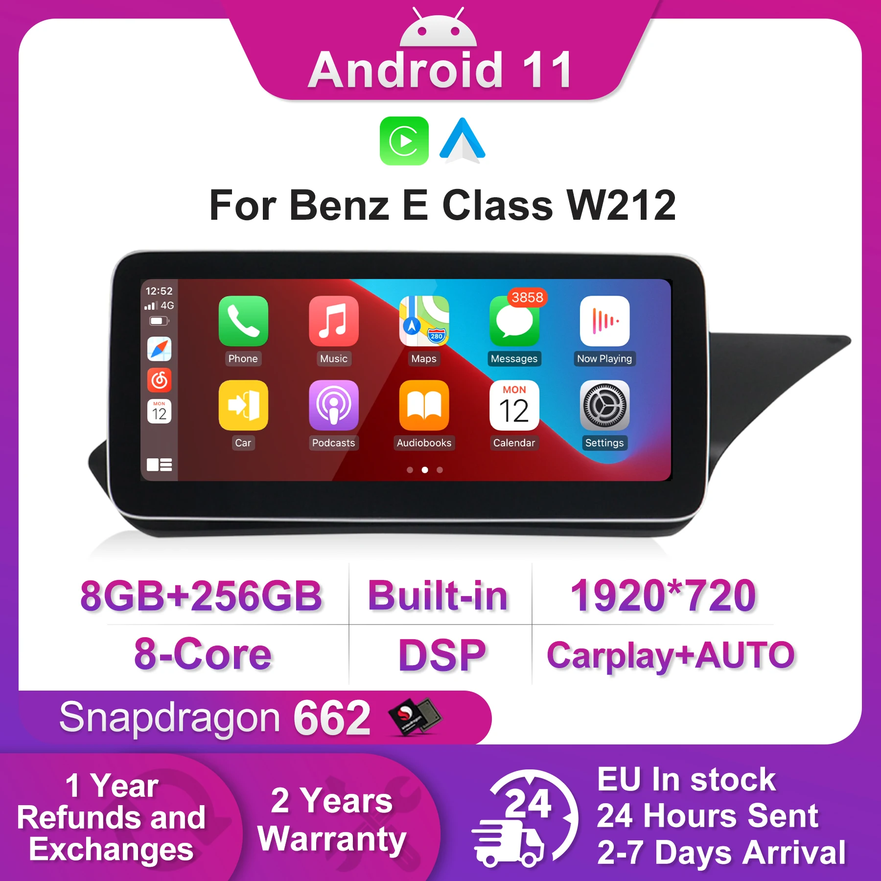 

Qualcomm Snapdragon 662 12,3 8 + 256G Android 11 подходит для Mercedes-Benz E-Class W212 E200 E230 e260 E300 S212 WSC 4K HD автомобиля