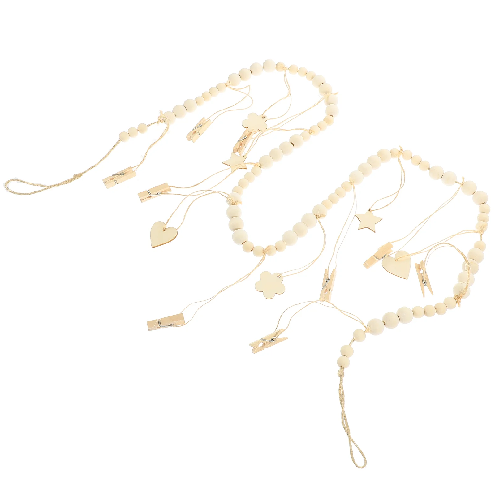 

1 Set Hanging Photo Display Garland Wooden Bead Garland Photo Hanger Photo Beaded Garland with Clip