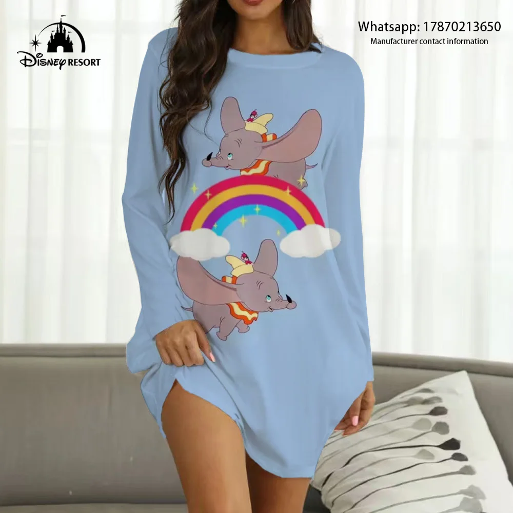 

2022 Spring and Autumn New Disney Brand Boho Dumbo Anime Print Fashion Casual Sexy Party Ladies Homewear Y2K