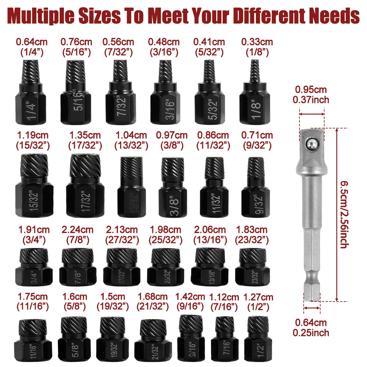 Набор для удаления поврежденных ударных болтов и гаек 26/13/10 шт.