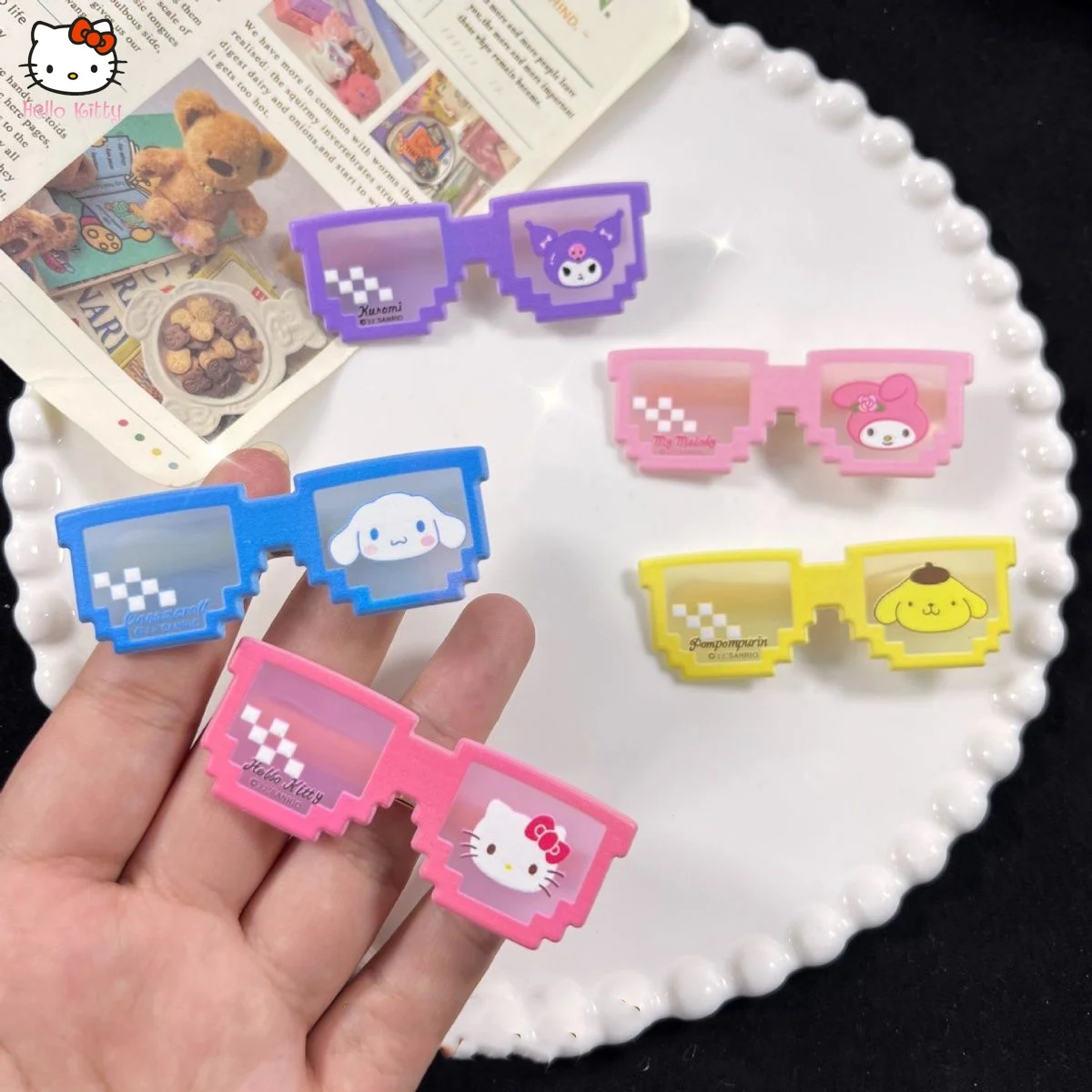 

Hello Kitty Kuromi My Melody Cinnamoroll Onpompurin Sanrio Kawaii Cute Bb Clip Bangs Glasses Side Clip Hair Accessories Hairpin