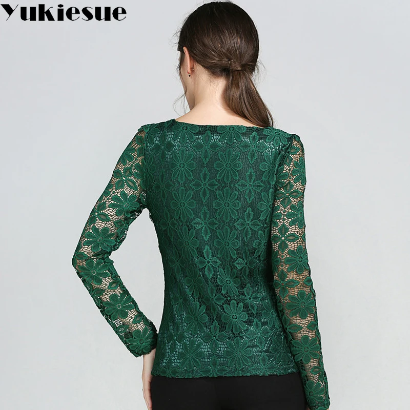 Женская кружевная блузка сезон лето-осень 2022 Женские топы и блузки однотонные